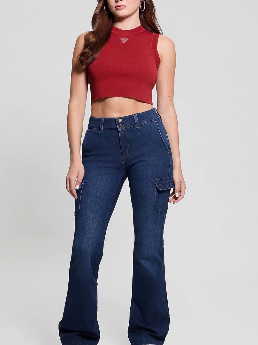 Guess Dark Blue Flare Wide-Leg Jeans